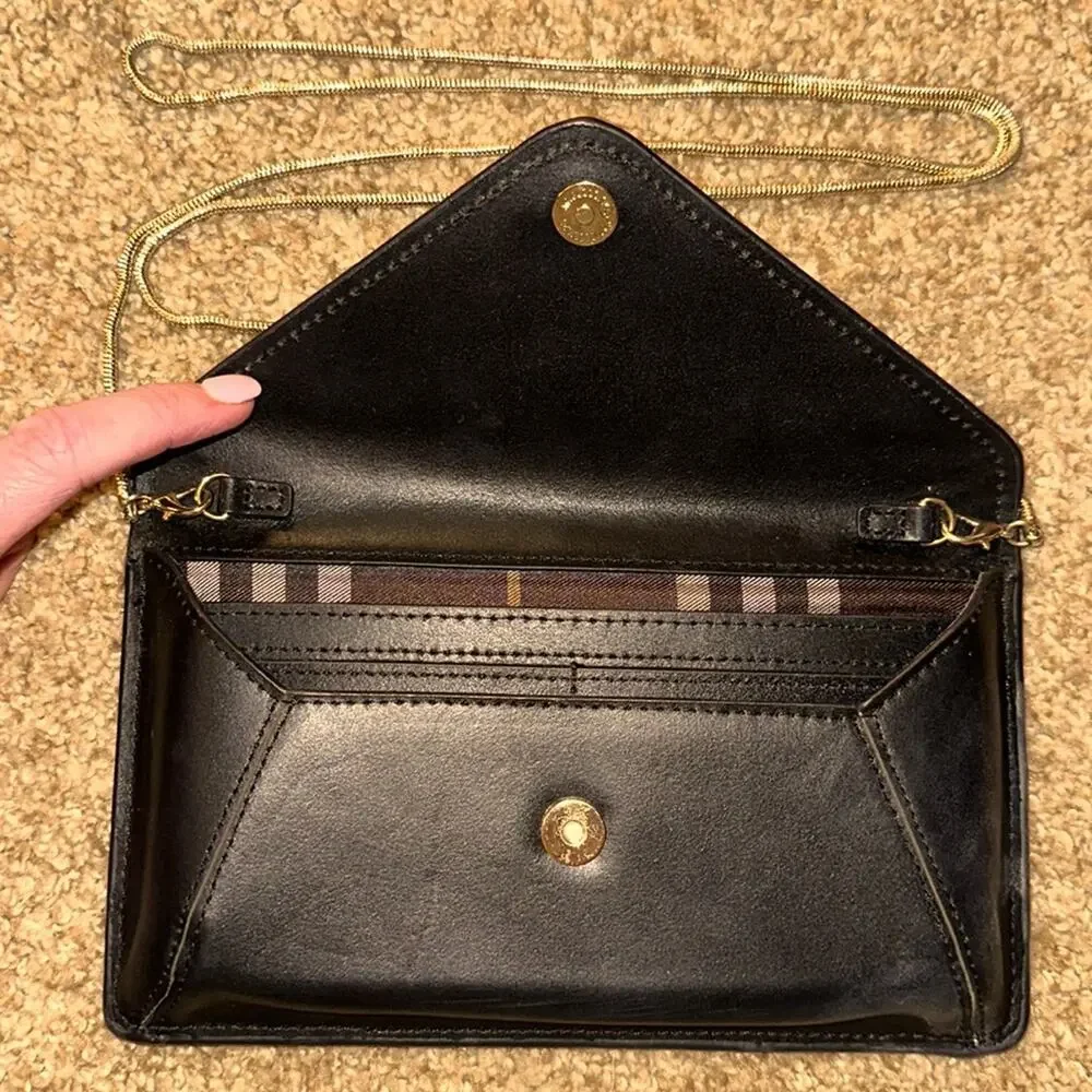 Dark Navy/Black Clutch with Gold Metal Strap MW